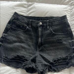 American Eagle Outfitters Black Jean Shorts Distressed Casual